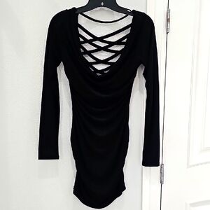 Elegant Black Crisscross Back Dress